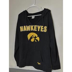 Victoria's Secret‎ Pink Iowa Hawkeyes Black Hoodie with Rhinestones